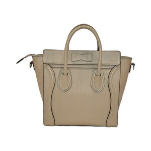 Celine Shoulder Shopper Beige Leather Handbag Luggage Bag Tan